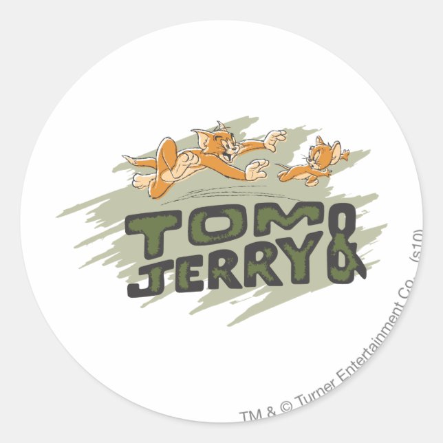 Tom and Jerry Chase Logo Classic Round Sticker (Front)