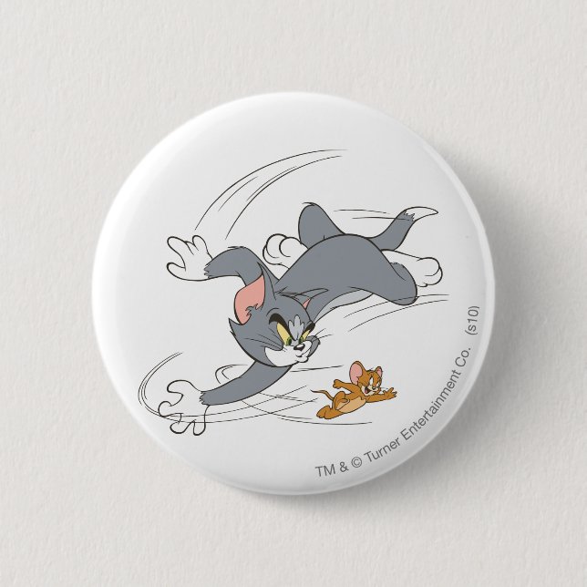 Tom and Jerry Chase Turn 6 Cm Round Badge (Front)