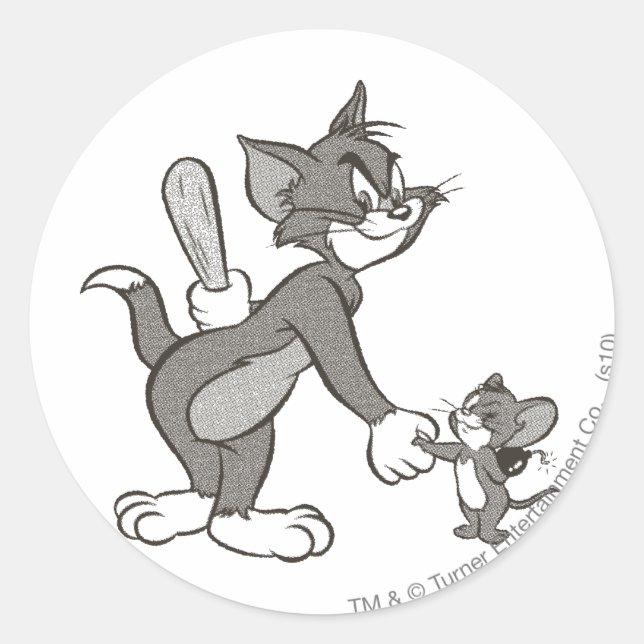 Tom And Jerry Deceitful Handshake Classic Round Sticker (Front)