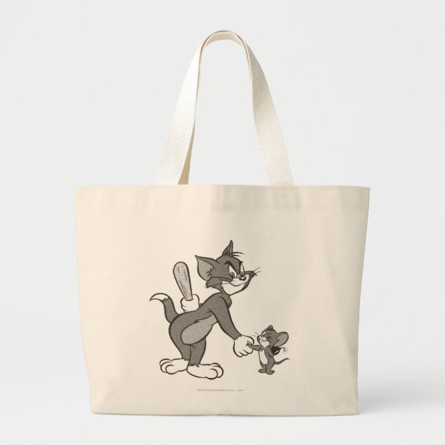 Tom And Jerry Deceitful Handshake Large Tote Bag (Front)