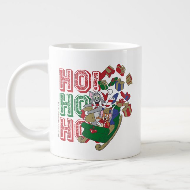 Tom and Jerry Delivering Gifts In A Sleigh Large Coffee Mug (Left)