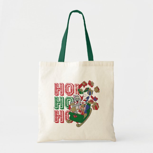Tom and Jerry Delivering Gifts In A Sleigh Tote Bag (Front)