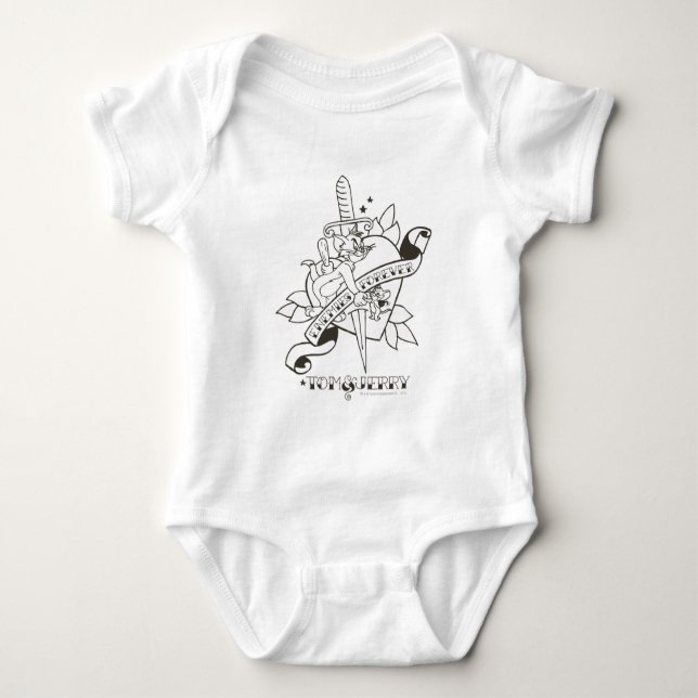 Tom and Jerry Enemies Forever 1 Baby Bodysuit (Front)