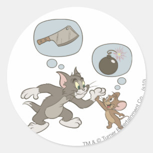 Tom and Jerry Evil Thoughts Classic Round Sticker