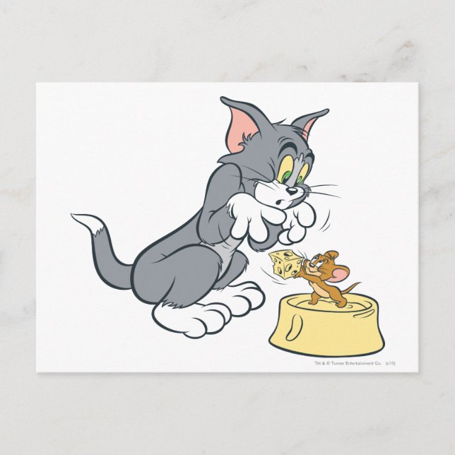 Tom and Jerry Feed The Cat Postcard (Front)