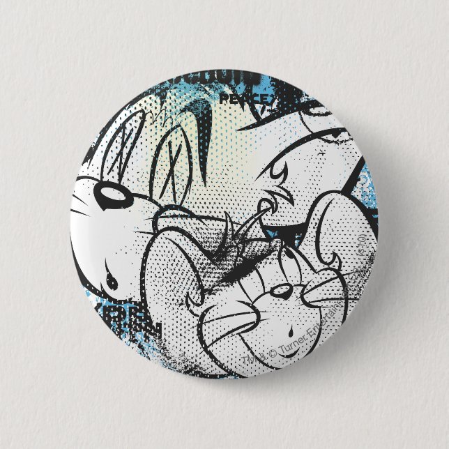 Tom and Jerry Grimey 6 Cm Round Badge (Front)