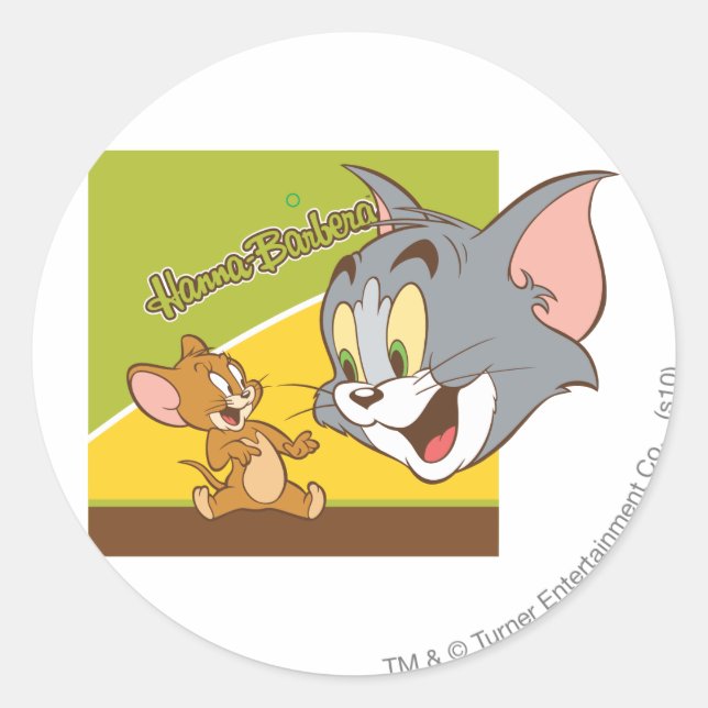 Tom and Jerry Hanna Barbera Logo Classic Round Sticker (Front)