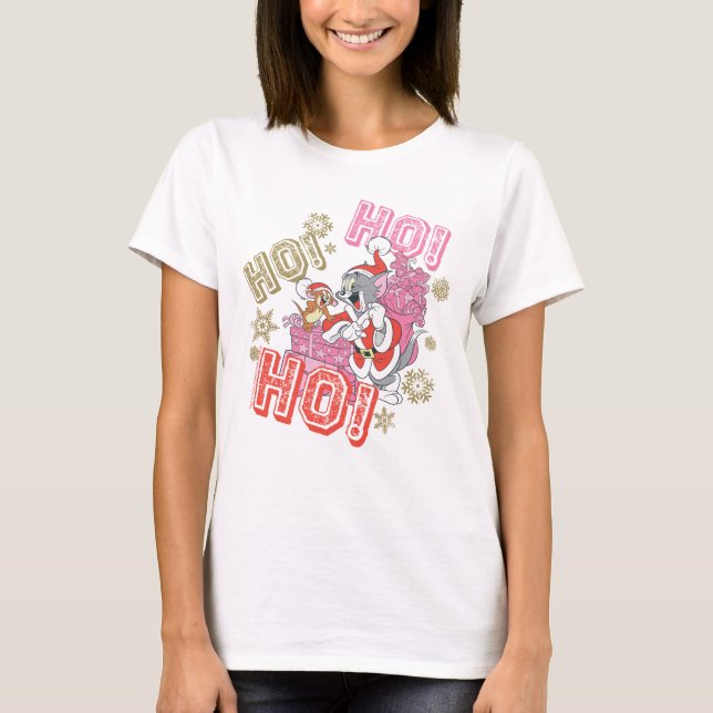 Tom and Jerry "Ho! Ho! Ho!" Santa Gift Delivery T-Shirt (Front)