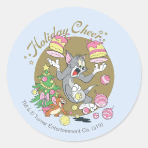Tom and Jerry Holiday Cheer Classic Round Sticker