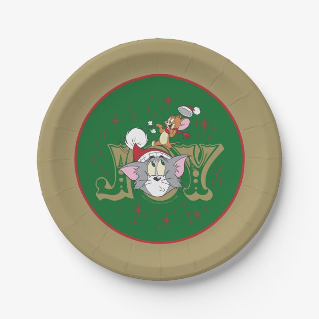 Tom and Jerry Holiday Joy Paper Plate (Front)