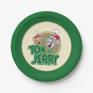 Tom and Jerry Holiday Logo Paper Plate