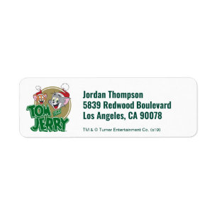 Tom and Jerry Holiday Logo Return Address Label