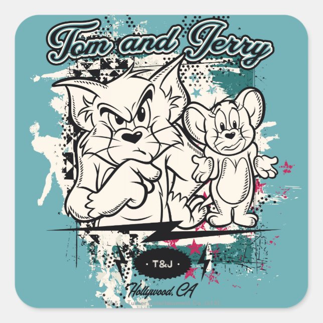 Tom and Jerry Hollywood CA Square Sticker (Front)