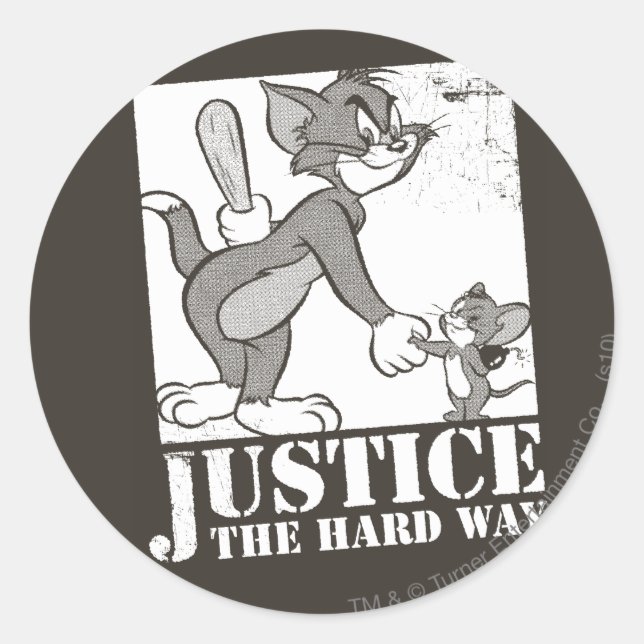 Tom And Jerry Justice the Hard Way Classic Round Sticker (Front)