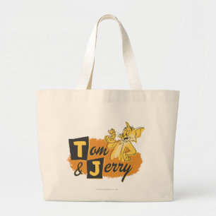 Tom and Jerry Mouse In Paw Logo Large Tote Bag
