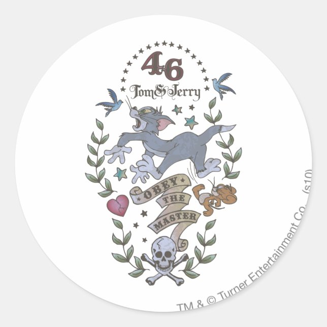 Tom and Jerry Obey The Master 2 Classic Round Sticker (Front)
