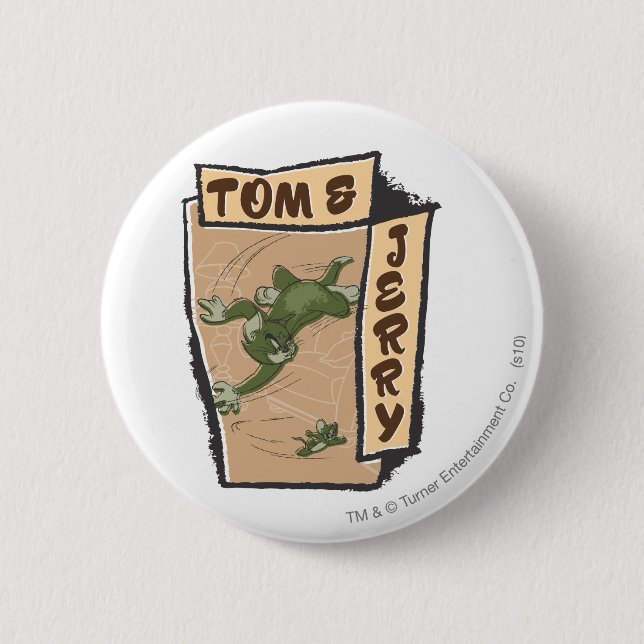 Tom and Jerry On A Tan Couch 6 Cm Round Badge (Front)