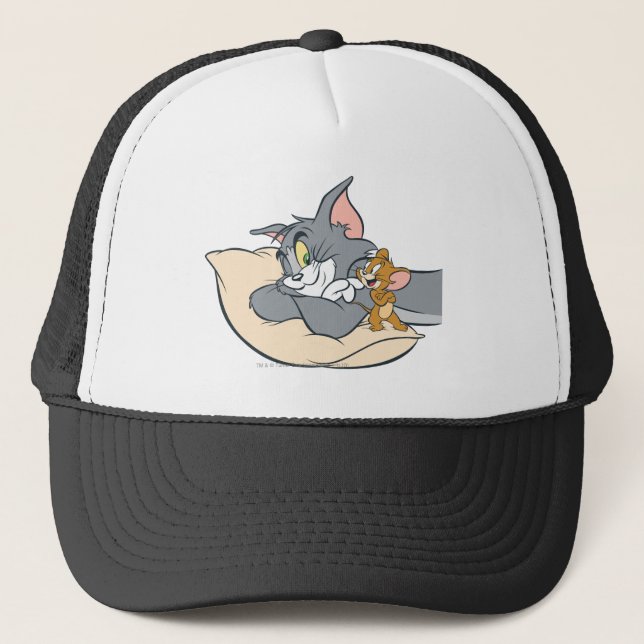 Tom and Jerry On Pillow Trucker Hat (Front)