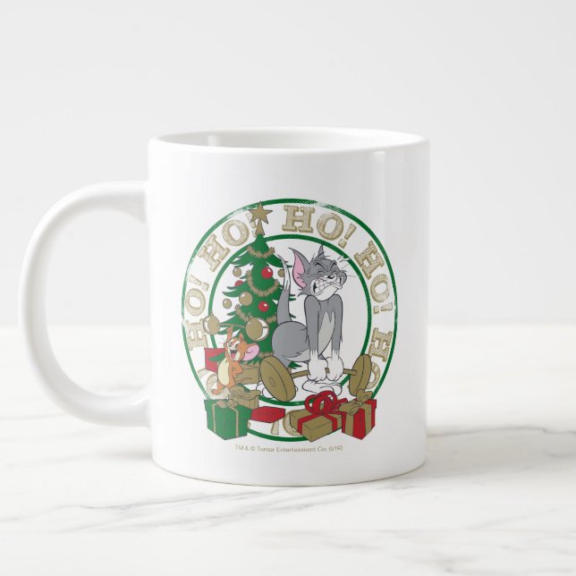 Tom and Jerry Opening Presents Large Coffee Mug (Left)