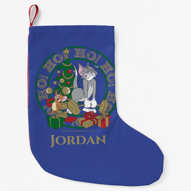 Tom and Jerry Opening Presents Small Christmas Stocking (Front)
