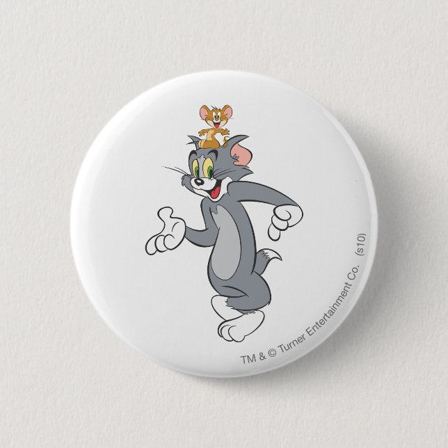 Tom and Jerry Pair 6 Cm Round Badge (Front)