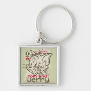Tom and Jerry Pink and Green Key Ring