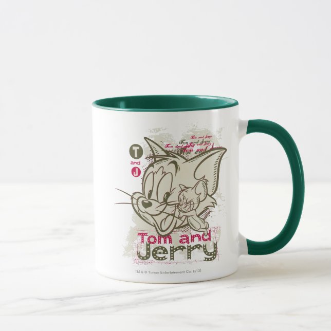 Tom and Jerry Pink and Green Mug (Right)