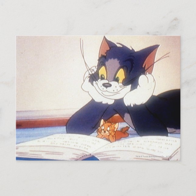 Tom And Jerry Read a Book Postcard (Front)