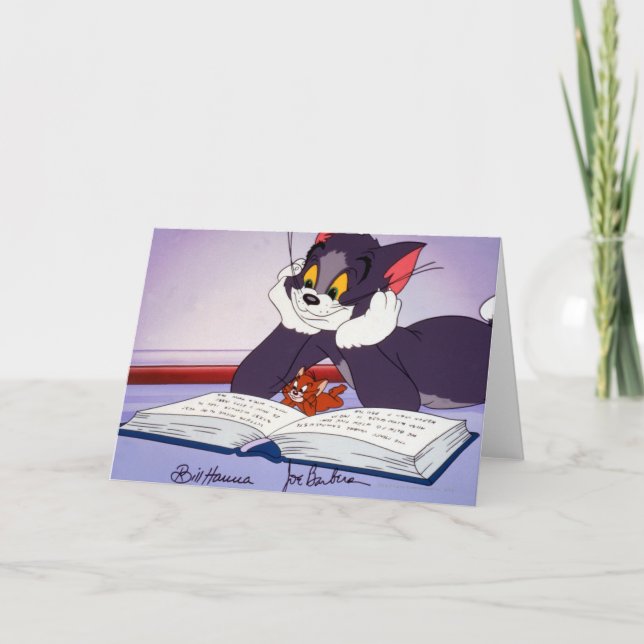 Tom And Jerry Reading Book Autographed Card (Front)
