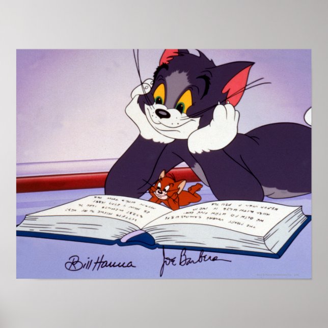Tom And Jerry Reading Book Autographed Poster (Front)