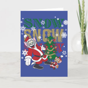Tom and Jerry Santas By The Tree Holiday Card