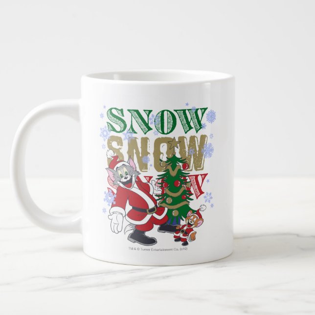 Tom and Jerry Santas By The Tree Large Coffee Mug (Left)