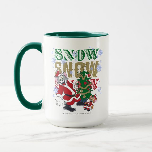 Tom and Jerry Santas By The Tree Mug (Left)