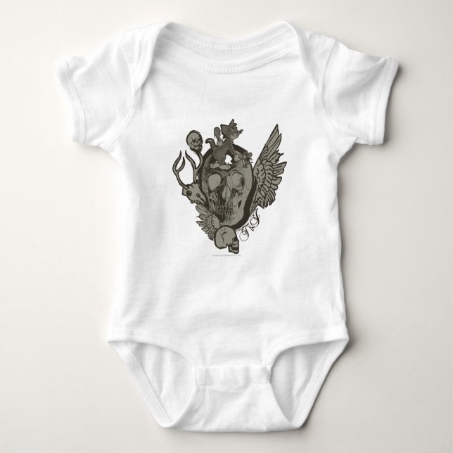 Tom and Jerry Skull Baby Bodysuit (Front)