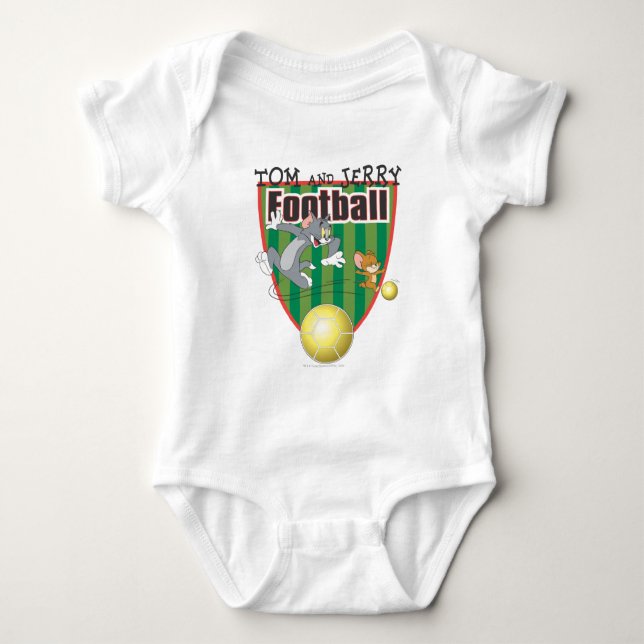 Tom and Jerry Soccer (Football) 6 Baby Bodysuit (Front)