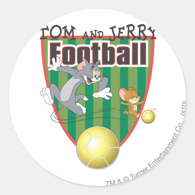Tom and Jerry Soccer (Football) 6 Classic Round Sticker (Front)