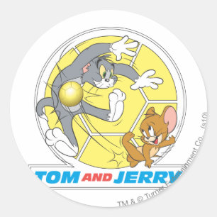Tom and Jerry Soccer (Football) 8 Classic Round Sticker