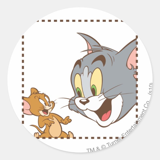 Tom and Jerry Stamp Classic Round Sticker (Front)