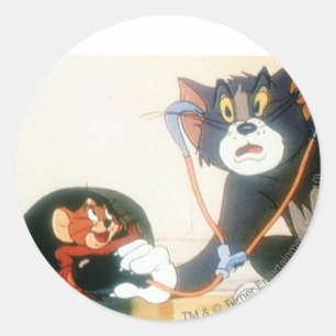 Tom And Jerry Stethescope Classic Round Sticker