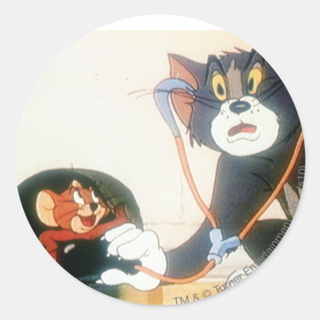 Tom And Jerry Stethescope Classic Round Sticker (Front)