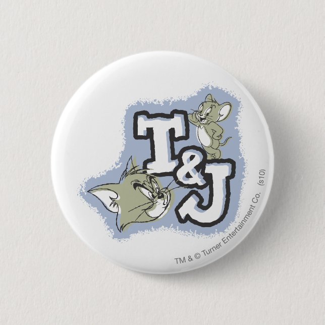 Tom and Jerry T&J Logo 6 Cm Round Badge (Front)