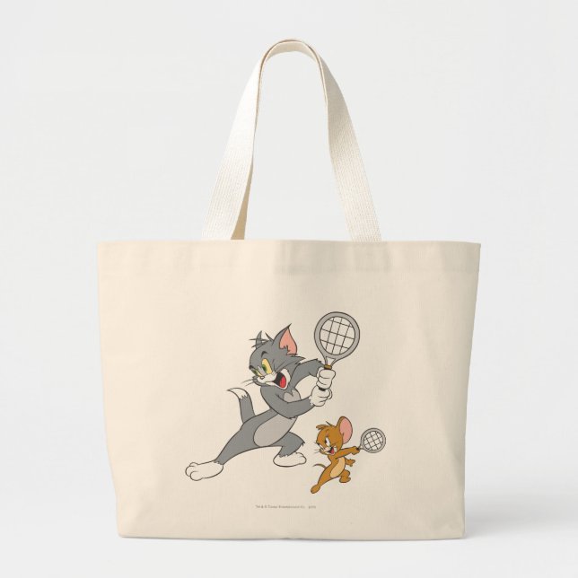 Tom and Jerry Tennis Stars 1 Large Tote Bag (Front)
