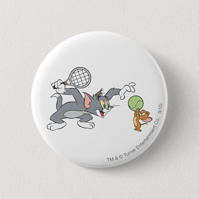 Tom and Jerry Tennis Stars 2 6 Cm Round Badge (Front)