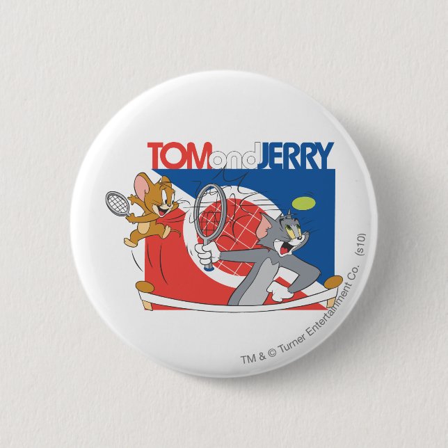 Tom and Jerry Tennis Stars 4 6 Cm Round Badge (Front)