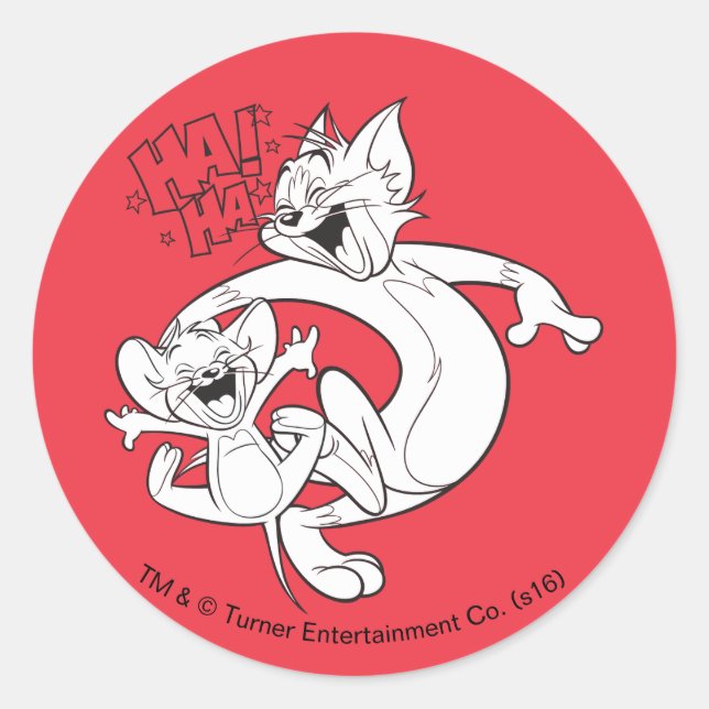 Tom And Jerry | Tom And Jerry Laughing Classic Round Sticker (Front)