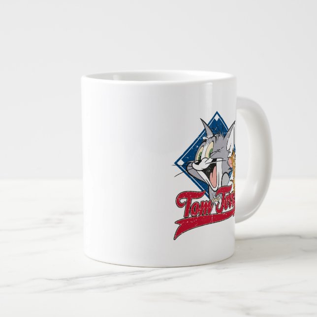 Tom And Jerry | Tom And Jerry On Baseball Diamond Large Coffee Mug (Front Right)