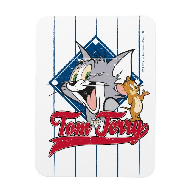 Tom And Jerry | Tom And Jerry On Baseball Diamond Magnet (Vertical)