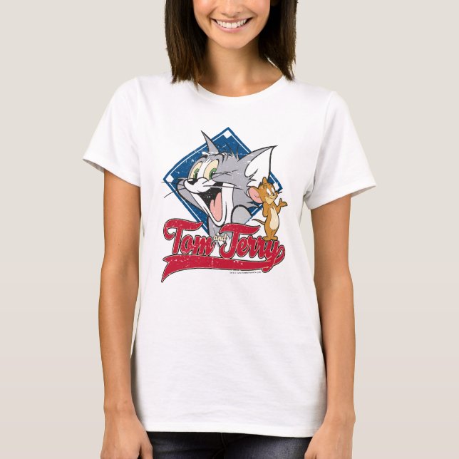 Tom And Jerry | Tom And Jerry On Baseball Diamond T-Shirt (Front)