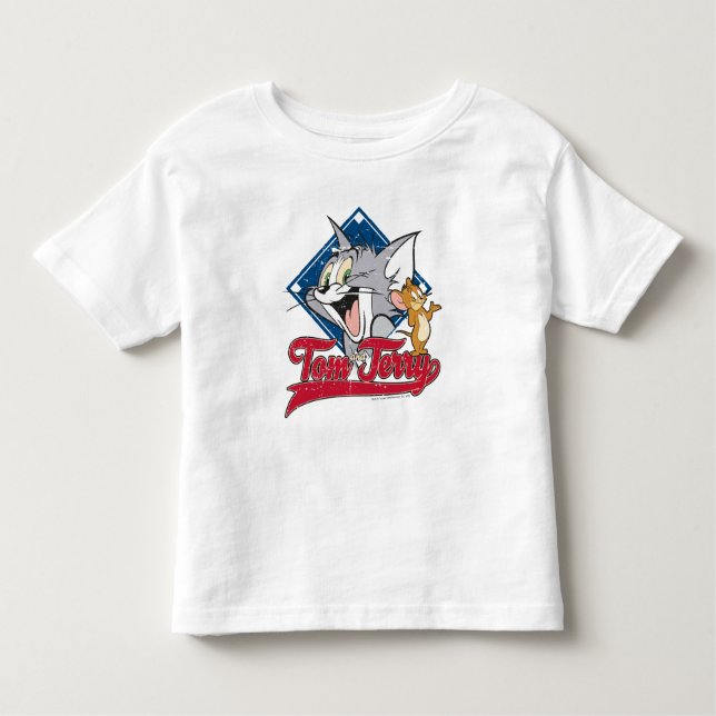 Tom And Jerry | Tom And Jerry On Baseball Diamond Toddler T-Shirt (Front)