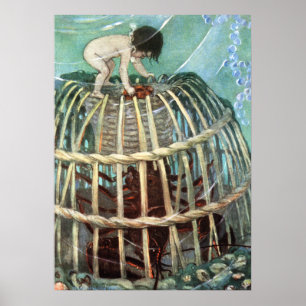 Tom and the Lobster by Jessie Willcox Smith Poster